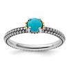 Lex & Lu Sterling Silver w/14k Gold Stackable Expressions Turquoise Antiqued Ring LAL12751 - Lex & Lu