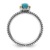 Lex & Lu Sterling Silver w/14k Gold Stackable Expressions Turquoise Antiqued Ring LAL12751- 2 - Lex & Lu