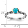 Lex & Lu Sterling Silver w/14k Gold Stackable Expressions Turquoise Antiqued Ring LAL12751- 5 - Lex & Lu