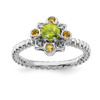 Lex & Lu Sterling Silver Stackable Expressions Peridot, Citrine & Diamond Ring LAL12763 - Lex & Lu