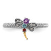 Lex & Lu Sterling Silver&14k Stackable Expressions Gemstone & Diamond Dragonfly Ring LAL12973- 4 - Lex & Lu