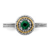 Lex & Lu Sterling Silver w/14k Gold Stackable Expressions Created Emerald Ring LAL13009- 4 - Lex & Lu