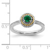 Lex & Lu Sterling Silver w/14k Gold Stackable Expressions Created Emerald Ring LAL13009- 5 - Lex & Lu