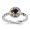 Lex & Lu Sterling Silver w/14k Gold Stackable Expressions Created Sapphire Ring LAL13033 - Lex & Lu