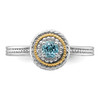 Lex & Lu Sterling Silver w/14k Gold Stackable Expressions Sterling Silver Blue Topaz Ring LAL13051- 4 - Lex & Lu