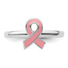 Lex & Lu Sterling Silver Stackable Expressions Pink Enameled Awareness Ribbon Ring LAL13189- 4 - Lex & Lu