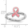Lex & Lu Sterling Silver Stackable Expressions Pink Enameled Awareness Ribbon Ring LAL13189- 5 - Lex & Lu