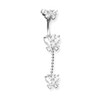 Lex & Lu Steel Belly Ring 14 Gauge 7/16" Long w/Matching Clear Gem Butterfly Charms-Lex & Lu