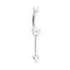 Lex & Lu Steel Belly Ring 14 Gauge 7/16" Long w/Matching Clear Gem Heart Charms-Lex & Lu