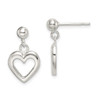 Lex & Lu Sterling Silver Polished Dangle Heart Post Earrings LAL23032 - Lex & Lu