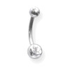 Lex & Lu Steel Int Thrd Belly Ring 14 Gauge 3/8" Long 4x6mm Clear Gem-Lex & Lu