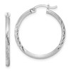 Lex & Lu Sterling Silver w/Rhodium 2mm Satin & D/C Hoop Earrings LAL23162 - Lex & Lu