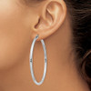 Lex & Lu Sterling Silver w/Rhodium 3mm Round Hoop Earrings LAL23331 - 3 - Lex & Lu