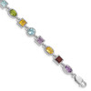 Lex & Lu Sterling Silver Rainbow Semi Precious Stone Bracelet 7'' - Lex & Lu