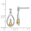 Lex & Lu Sterling Silver w/Rhodium Pear Citrine & Diamond Post Earrings LAL23433 - 4 - Lex & Lu