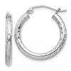 Lex & Lu Sterling Silver w/Rhodium 2.25mm D/C Hoop Earrings LAL23436 - Lex & Lu