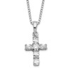 Lex & Lu Sterling Silver CZ Cross on 16 Box Chain Necklace 16'' - Lex & Lu