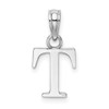 Lex & Lu 10k White Gold Polished T Block Initial Charm - Lex & Lu