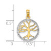 Lex & Lu 10k Yellow Gold w/Rhodium 3D Tree of Life in Round Frame Charm - 3 - Lex & Lu