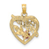 Lex & Lu 10k Tri-color Gold #1 MOTHER Heart and Flower Charm - 4 - Lex & Lu