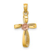 Lex & Lu 10k Two-tone Gold Twisted Cross w/Heart Charm - Lex & Lu