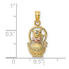 Lex & Lu 10k Two-tone Gold Cat w/Bow In Basket Charm - 3 - Lex & Lu