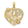 Lex & Lu 10k Tri-color Gold #1 MOM Heart w/Flower Charm - 4 - Lex & Lu