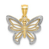 Lex & Lu 10k Yellow Gold w/Rhodium Butterfly w/White Beaded Wings Charm - Lex & Lu