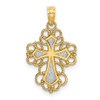 Lex & Lu 10k Yellow Gold w/Rhodium Beaded Lace Trim Cross Charm - Lex & Lu