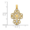 Lex & Lu 10k Yellow Gold w/Rhodium Beaded Lace Trim Cross Charm - 3 - Lex & Lu