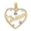 Lex & Lu 10k Yellow Gold w/Rhodium Dream In Heart Frame D/C Star Accents Charm - Lex & Lu