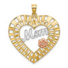 Lex & Lu 10k Tri-color Gold D/C Mom Heart Charm - Lex & Lu