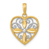 Lex & Lu 10k Yellow Gold w/Rhodium Beaded Filigree Fashion Heart Charm - Lex & Lu