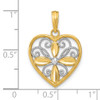 Lex & Lu 10k Yellow Gold w/Rhodium Beaded Filigree Fashion Heart Charm - 3 - Lex & Lu