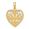 Lex & Lu 10k Yellow Gold w/Rhodium Beaded Filigree Fashion Heart Charm - 4 - Lex & Lu