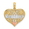 Lex & Lu 10k Two-tone Gold and White Rhodium GRANDMA in Filigree Heart Pendant - Lex & Lu