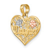 Lex & Lu 10k Tri-color Gold #1 DAUGHTER In Heart w/Flowers Charm - 5 - Lex & Lu