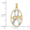 Lex & Lu 10k Yellow Gold w/Rhodium Hope and Awareness Ribbon Pendant - 2 - Lex & Lu