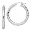 Lex & Lu Sterling Silver w/Rhodium 4.00mm D/C Hoop Earrings LAL23655 - Lex & Lu