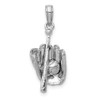 Lex & Lu 14k White Gold Polished 3D Glove/Bat/Ball Baseball Pendant - Lex & Lu