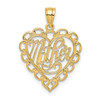 Lex & Lu 14k Yellow Gold Mother in Lace Heart Charm - Lex & Lu