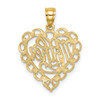 Lex & Lu 14k Yellow Gold Mother in Lace Heart Charm - 3 - Lex & Lu