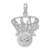 Lex & Lu 14k White Gold Swoosh Basketball and Net Pendant - Lex & Lu