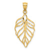 Lex & Lu 14k Yellow Gold Leaf D/C Dangle Pendant LALC4560 - Lex & Lu