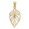 Lex & Lu 14k Yellow Gold Leaf D/C Dangle Pendant LALC4560 - 3 - Lex & Lu