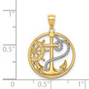 Lex & Lu 14k Yellow Gold w/Rhodium Cross Anchor Captain Wheel Pendant - 4 - Lex & Lu