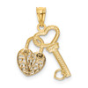 Lex & Lu 14k Two-tone Gold Polished Filigree Heart Lock and D/C Key Charm - 3 - Lex & Lu