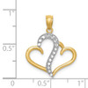 Lex & Lu 14k Yellow Gold w/Rhodium Polished Double Heart Pendant - 4 - Lex & Lu