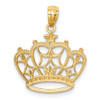 Lex & Lu 14k Yellow Gold w/Rhodium D/C Filigree Crown Pendant - 3 - Lex & Lu