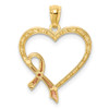 Lex & Lu 14k Rose Gold w/Rhodium Pink Ribbon with Heart Pendant - 3 - Lex & Lu